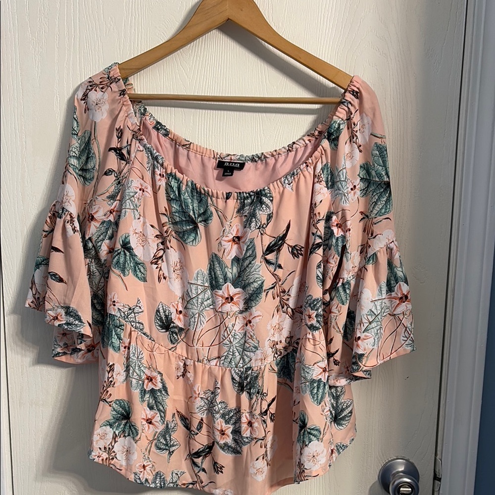 a.n.a Pink Peplum Ruffled Blouse